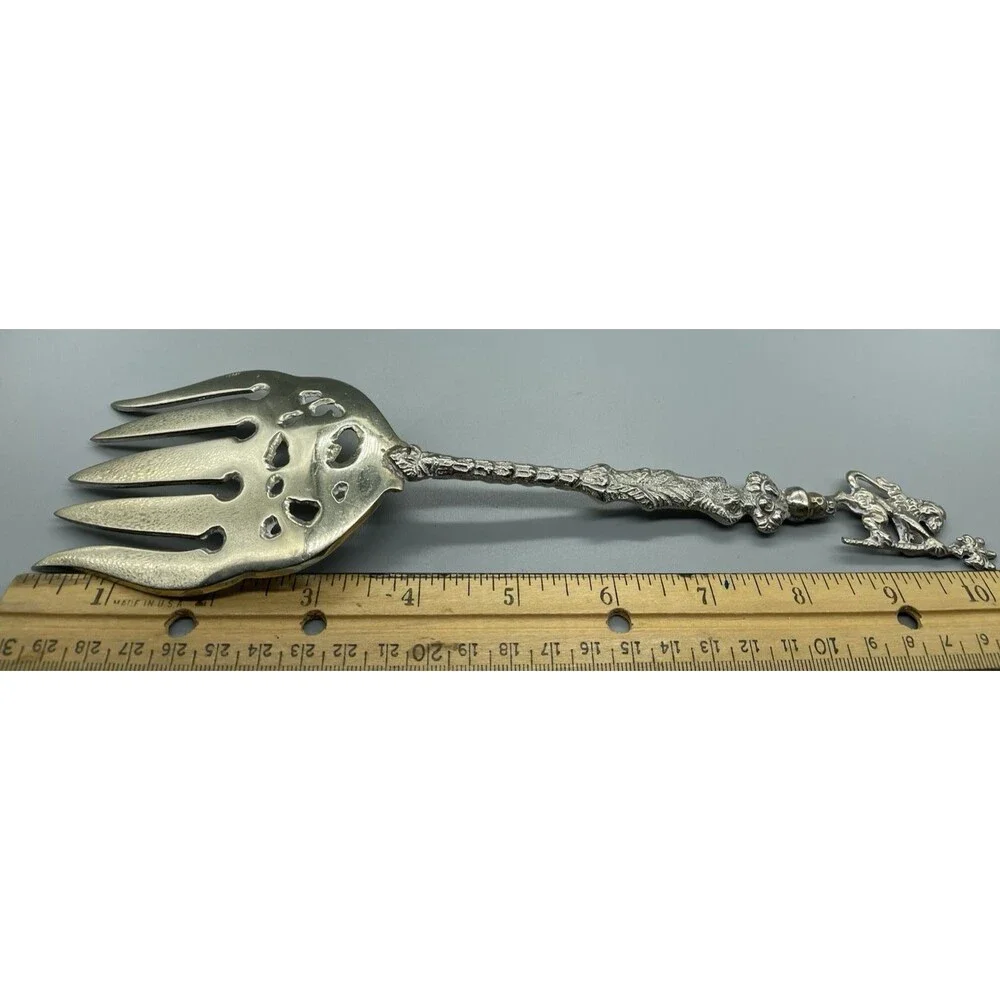 Vintage‎ Italy Silverplate Fork Salad Lion Ornate Cherub Design